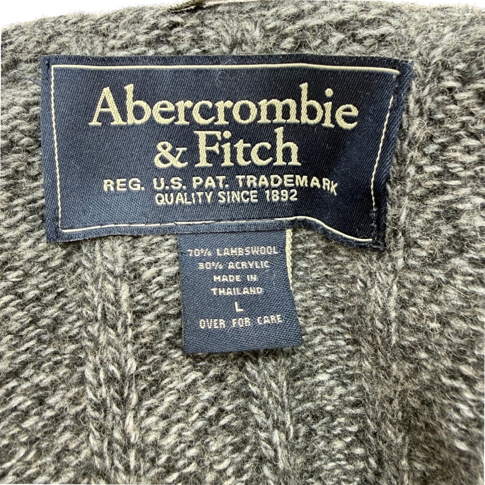 Abercrombie & Fitch Lambswool Ribbed Turtleneck Sweater Men's L Gray Muscle Fit - Picture 8 of 11